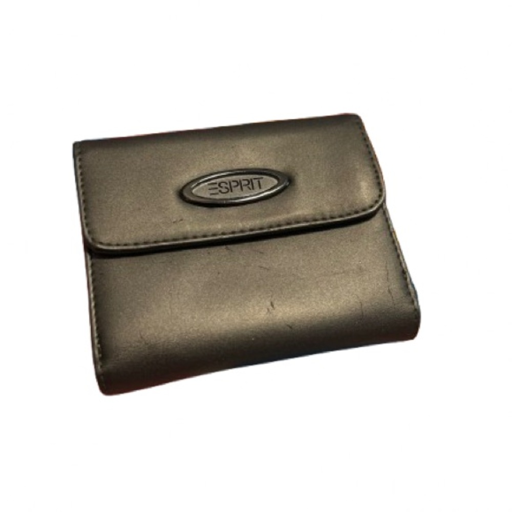 Vintage Esprit Leather Trifold Wallet - Gunmetal Gray